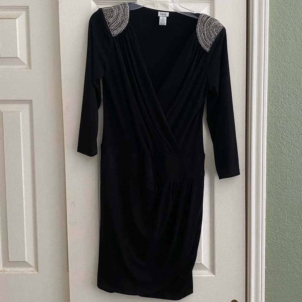 Black beaded formal dress 3/4 sleeve size M